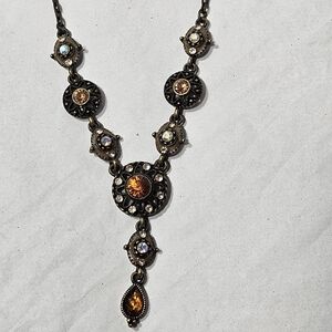 Vintage 90s Nina Ricci Amber pendant Y necklace